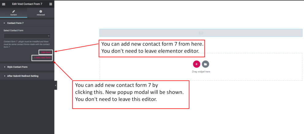 Using Contact form 7 with Elementor