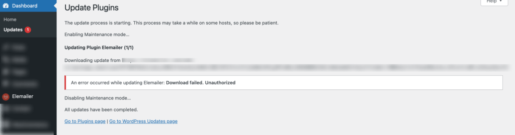 Download failed. Unauthorized