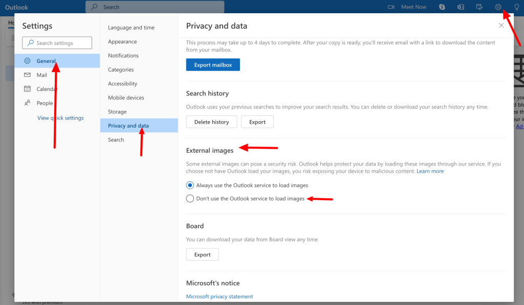 outlook external image loading setting